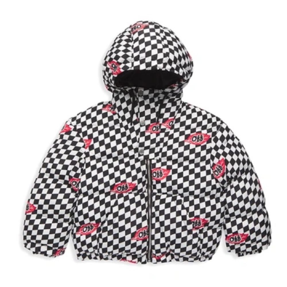 Off White Chessboard leaf pattern Puffer jacket